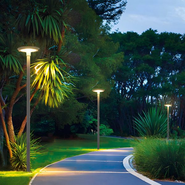 Modern Round Dual Motion Sensor LED Solar Garden Post Lights - Image 3