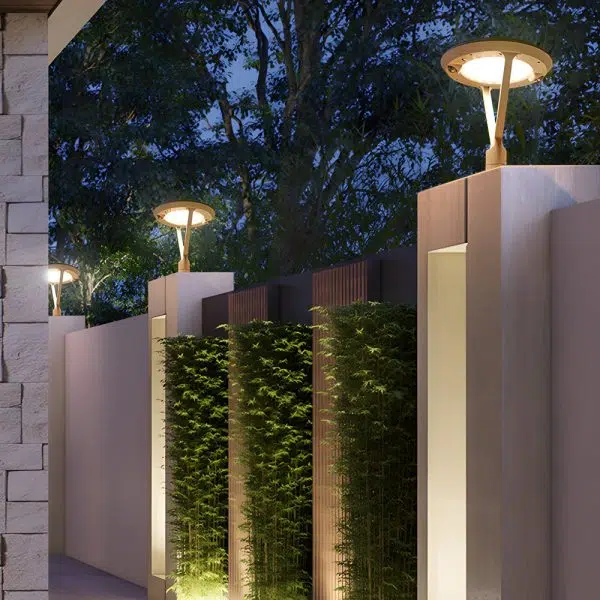 Modern Round Dual Motion Sensor LED Solar Post Lights - Outdoor Pillar Lamp - Image 2