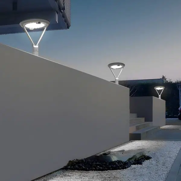 Modern Round Dual Motion Sensor LED Solar Post Lights - Outdoor Pillar Lamp - Image 4