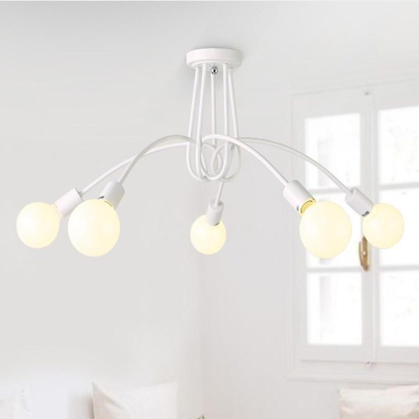 5-Light Twisted Metal Frame LED Vintage Hanging Ceiling Lights Chandeliers - Image 2