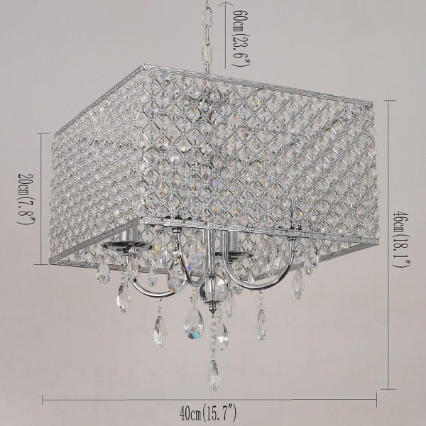 Square Electroplated Metal Glass LED Nordic Chandeliers Pendant Light - Image 5