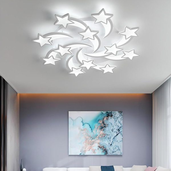 Celestial Shooting Stars Flush Mount Ceiling Light- LED, Dimmable, White, 5 to 15 Star Lights - Image 7