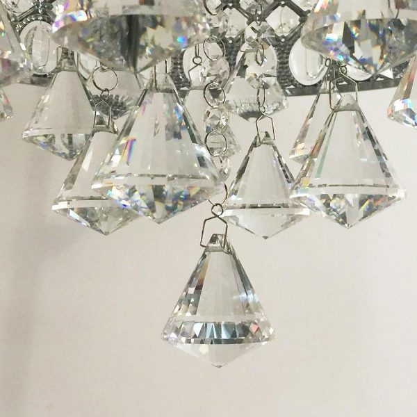 4-Light Drum Shaped Crystal Metal Modern Flush Mount Lighting Chandelier - Image 9