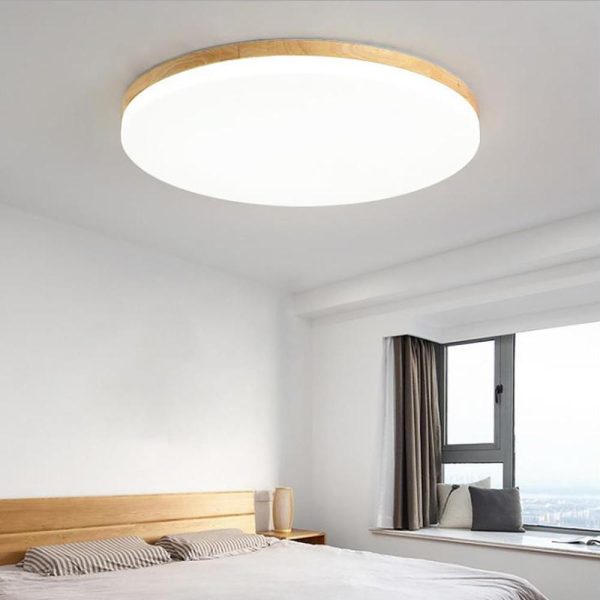 Circular Minimalist Flush Mount Dining Room Light Bamboo Acrylic LED Ceiling Lights - Image 5