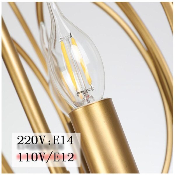 3 - Light LED Brass Globe Cage Candlestick Orb Chandelier - Image 5