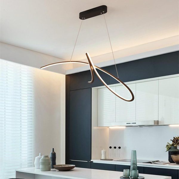 Abstract Artistic Wave Design Chandeliers Aluminum Silica Gel Ceiling Light - Image 5