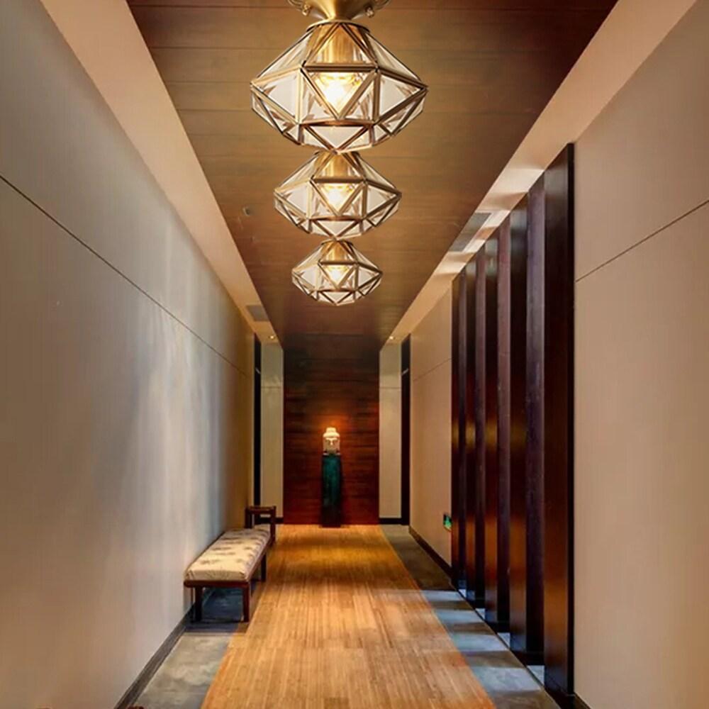 ndnb1606462535579-984cd810-cdfb-4440-bb36-c48c4cdc4277.jpg Vintage Flush Mount Ceiling Light Lantern Metal Glass Industrial Light - Image 1