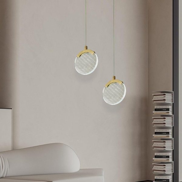 Artistic Circular Acrylic Copper LED Nordic Pendant Lighting Hanging Lamp - Image 3