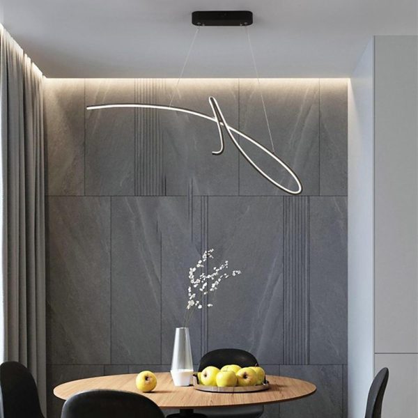 Abstract Artistic Wave Design Chandeliers Aluminum Silica Gel Ceiling Light - Image 7