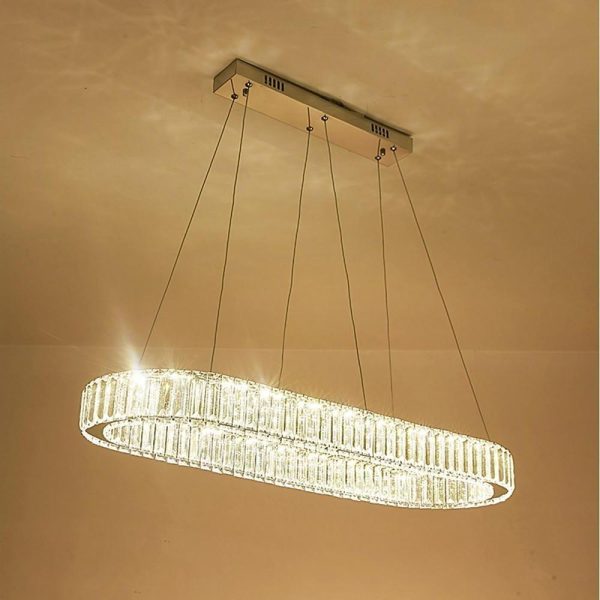Chrome Golden Crystal Clear Beauty Oval Ring Hanging Pendant Chandelier - Image 5