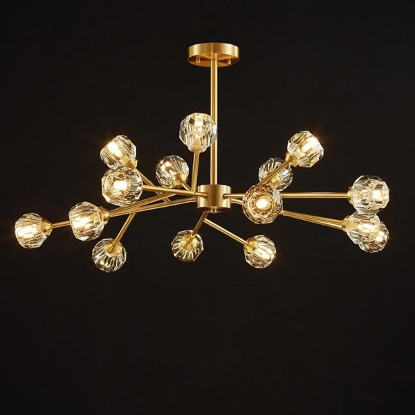 15-light LED Crystal Copper Modern Sputnik Chandelier Ceiling Lights - Image 4