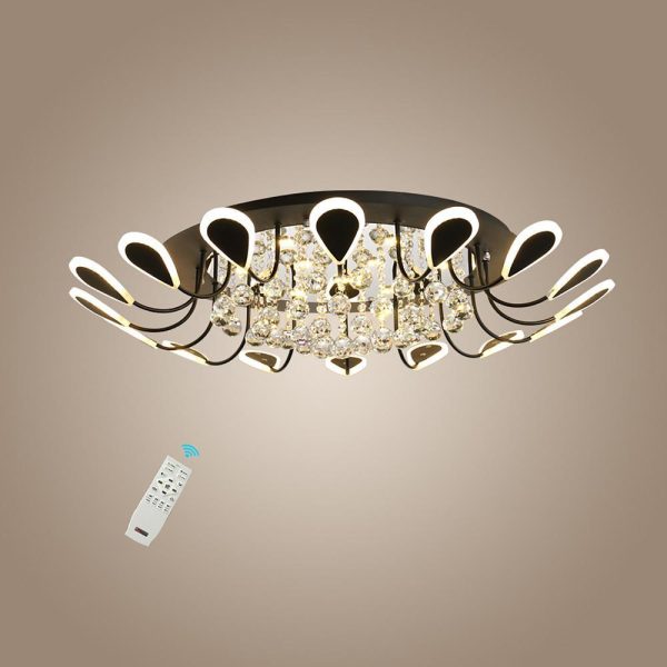 Flower Shaped Dimmable LED Crystal Modern Flush Mount Lighting Ceiling Light - Image 10