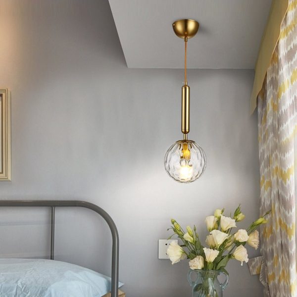 Nordic Minimalist Water Pattern Glass LED Pendant Light for Bedroom Bedside Bar - Image 6