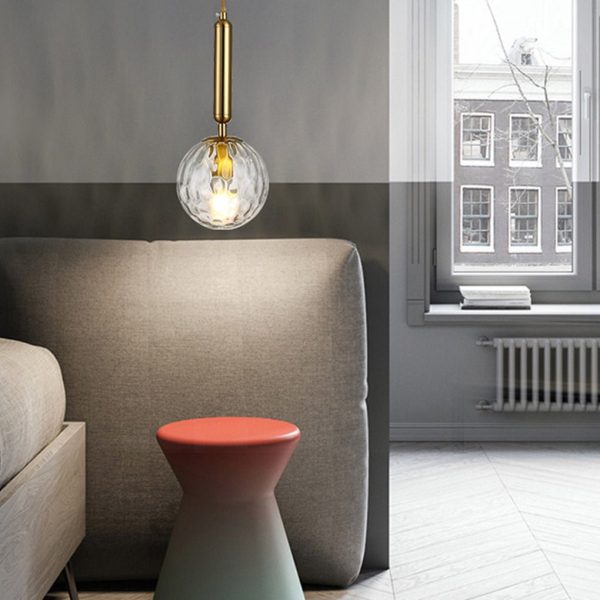 Nordic Minimalist Water Pattern Glass LED Pendant Light for Bedroom Bedside Bar - Image 3