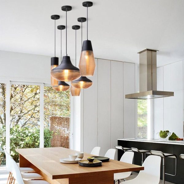 Nordic Modern Minimalist Spiral Pattern Glass Chandelier for Cafe Bedside Bar - Image 4