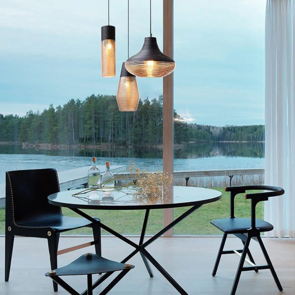 Nordic Modern Minimalist Spiral Pattern Glass Chandelier for Cafe Bedside Bar - Image 3
