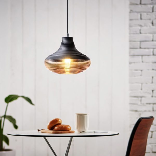 Nordic Modern Minimalist Spiral Pattern Glass Chandelier for Cafe Bedside Bar - Image 8