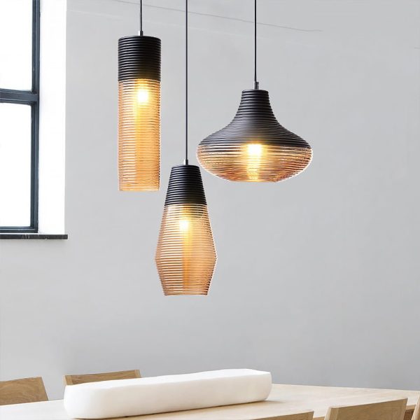 Nordic Modern Minimalist Spiral Pattern Glass Chandelier for Cafe Bedside Bar - Image 6