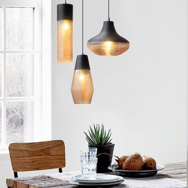 Nordic Modern Minimalist Spiral Pattern Glass Chandelier for Cafe Bedside Bar - Image 5