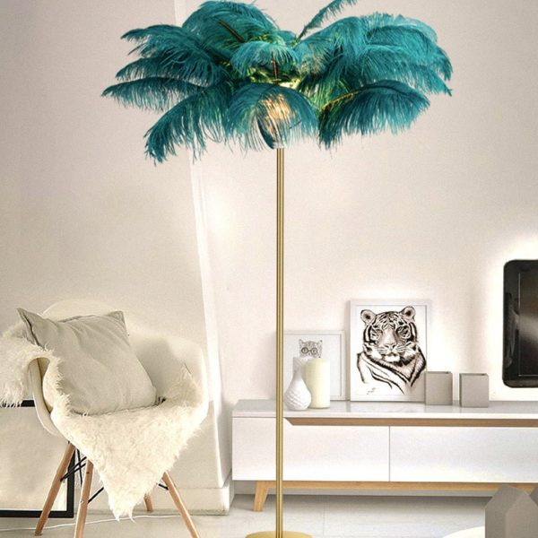 30 Inch Statement Ostrich Feather Decorative Accent Floor Lamp - Image 2