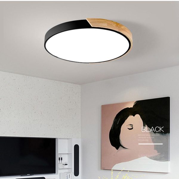 Circular LED Wood Nordic Ceiling Lights Flush Mount Lighting Ceiling Lamp - Image 3