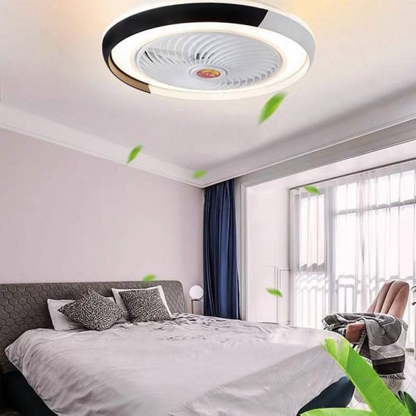 White Flush Mount Bladeless Fan Ceiling with LED Light - Image 6