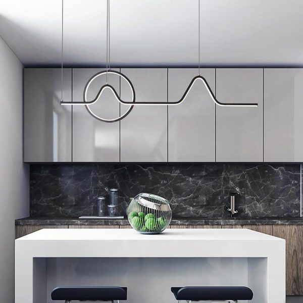 Circular Linear Dimmable LED Artistic Modern Chandeliers Kitchen Island Lighting - Image 5