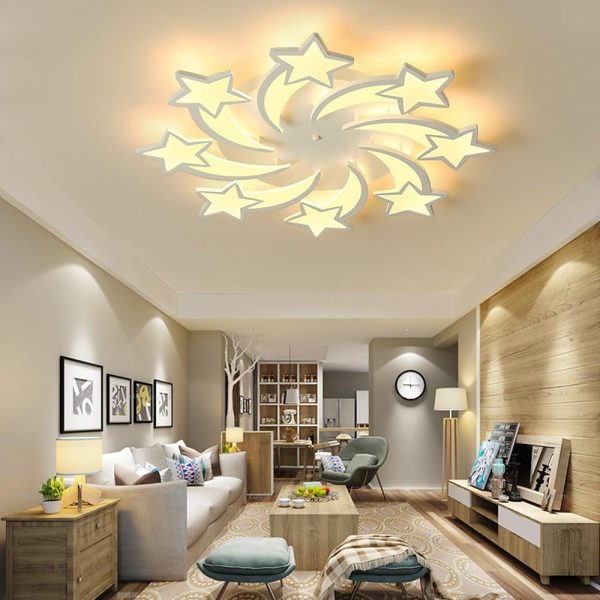Celestial Shooting Stars Flush Mount Ceiling Light- LED, Dimmable, White, 5 to 15 Star Lights - Image 2