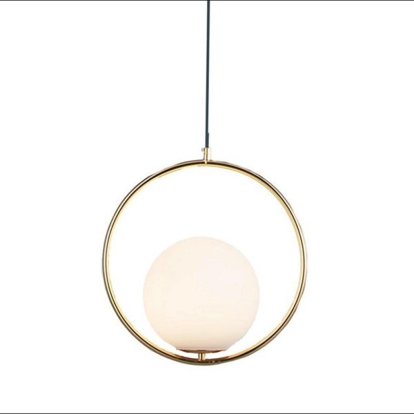 Electroplated Circle Glass Globe LED Nordic Pendant Lighting Hanging Lamp - Image 5