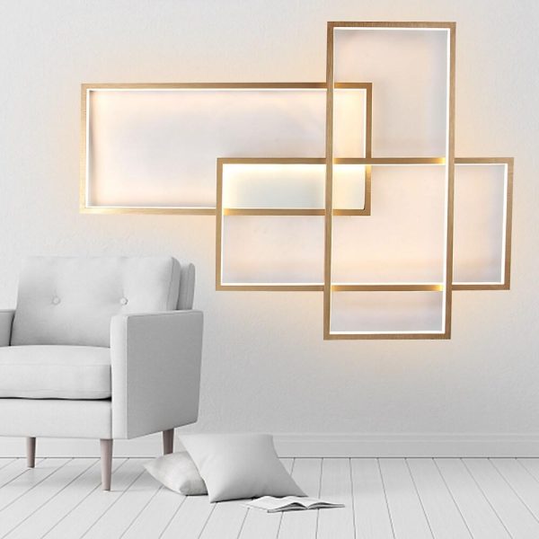 Overlapping Rectangles Aluminum Geometric Style Flush Mount Lighting LED Ceiling Light - Image 5