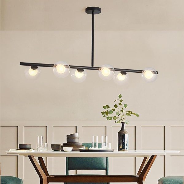 Nordic Island Light Chandelier Light Metal Glass LED Chandelier 6 Bulbs - Image 4