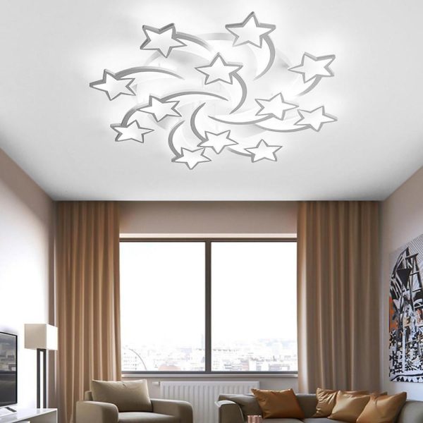 Celestial Shooting Stars Flush Mount Ceiling Light- LED, Dimmable, White, 5 to 15 Star Lights - Image 6