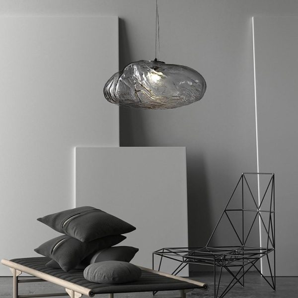 Distressed Metal Smoked Glass Pendant Light Globe Pendant Lighting - Image 2