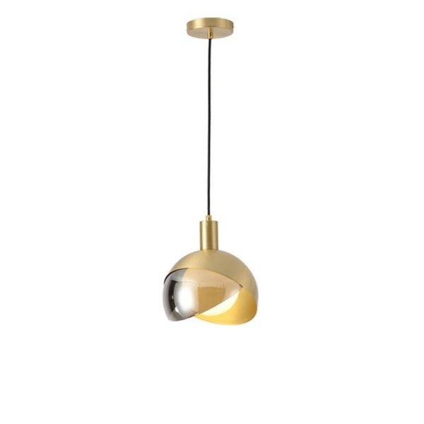 Dual-Colored Semi Globe Metal Glass Pendant Light Industrial Style Pendant Lighting for Office & Dining Room - Image 6