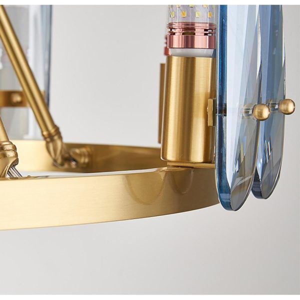 8-light LED Circular Glass Copper Nordic Chandelier Pendant Lighting - Image 11