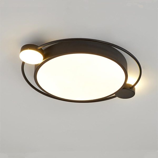 Modern Flush Mount Ceiling Light Dual Round Light Design in Gold and Black Finishes - Image 2