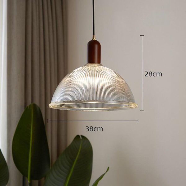 Country Glass Bamboo Wood Pendant Lighting Bowl Vintage Pendant Lighting - Image 6