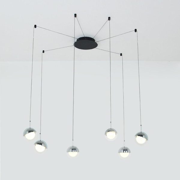 Mini Globe Cluster Design Chandelier Light Metal Acrylic Ceiling Light 6 Bulbs - Image 4