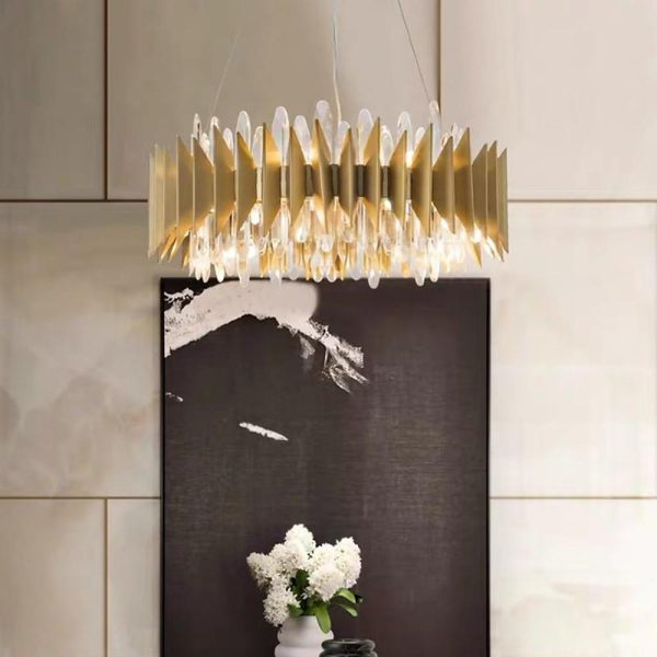 Modern Round Crystal Chandelier Stainless Steel Single Ceiling Light - Image 13