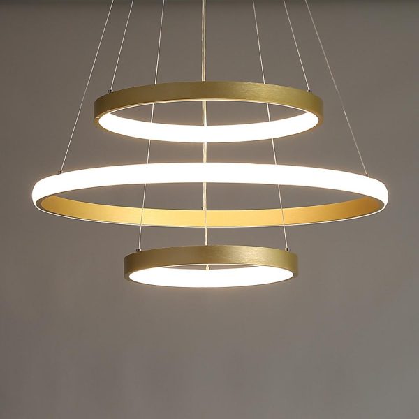 3-ring Dimmable Contemporary Gold LED Chandelier Light Dining Room Chandeliers Lamp - Image 5