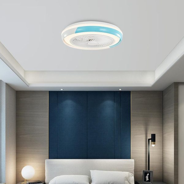 White Flush Mount Bladeless Fan Ceiling with LED Light - Image 2