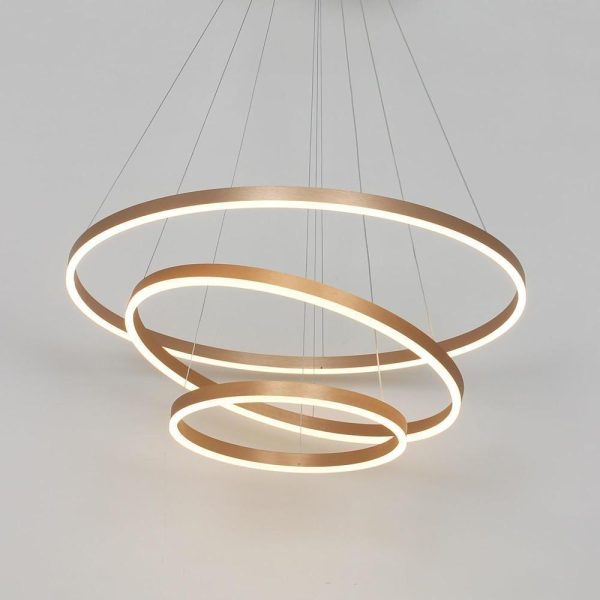 Three Ringed Chic Modern Metal Framed Foyer Chandelier with Dimmable Lights - Image 5