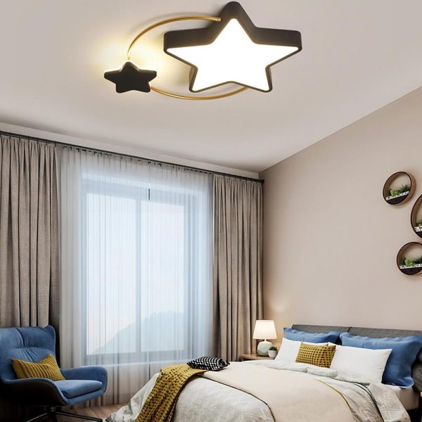 2 Star Shapes Flush Mount Ceiling Light LED Classic Dimmable Baby Kids Lights for Bedroom - Image 2