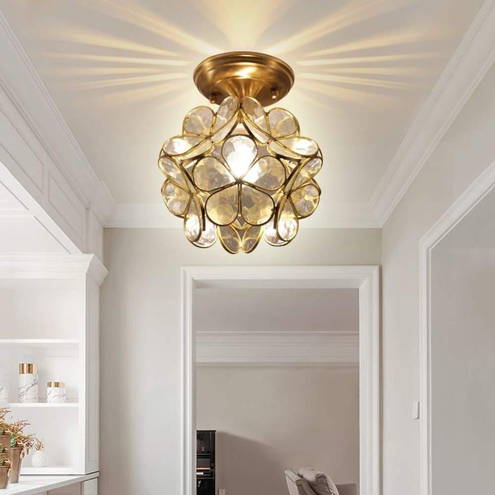 pgacrg1592213659432-f9ff803b-dc82-45e3-bdd0-98ade3eb99fd.jpg Candelabra Flower Hallway Flush Mount Lighting Copper Glass LED Ceiling Light - Image 1