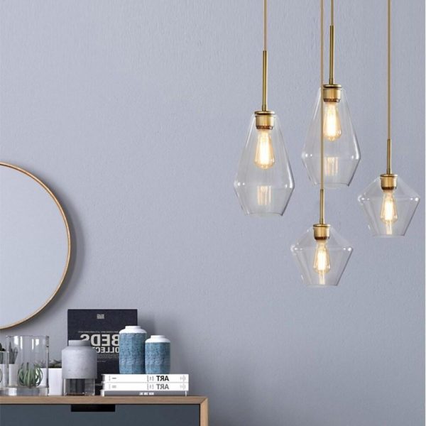 Nordic Classic Copper Glass Pendant Lights Industrial Style Droplight - Image 2