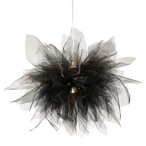 20'' Fabric Flower Design Electroplated Metal LED Modern Pendant Lights - Image 5
