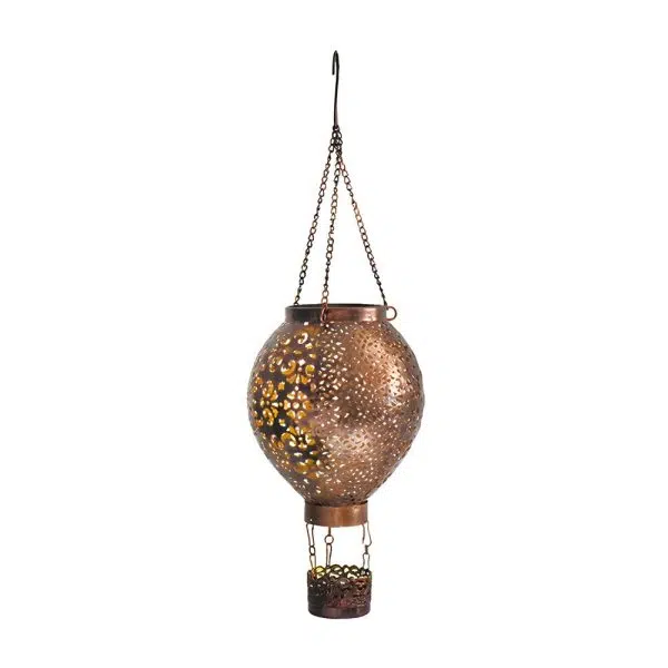Portable Cast Iron Hot Air Balloon Solar Lanterns Hanging Solar Light Hollow Outdoor Decor Garden Light - Image 5