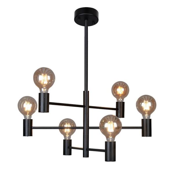Nordic Style Black Sputnik Chandelier Industrial Mini Chandelier 6 Bulbs - Image 3