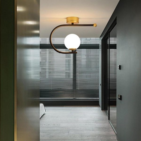 Black Flush Mount Ceiling Light Curves Globe Traditional Light - Image 3