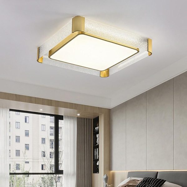 Circular Glass Copper LED Nordic Ceiling Lights Flush Mount Lighting - Image 3